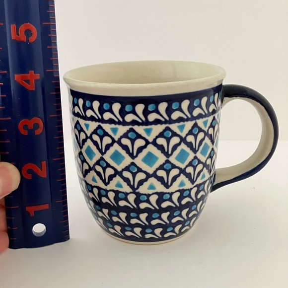 BOLESLAWIEC Blue Diamond Polish mug Hand made in Poland Good Condition - Picture 4 of 11